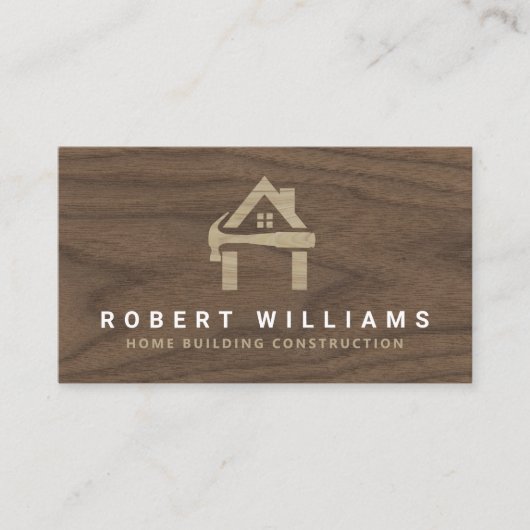 Custom Construction Wood Home Building Lux Visitekaartje (Voorkant)