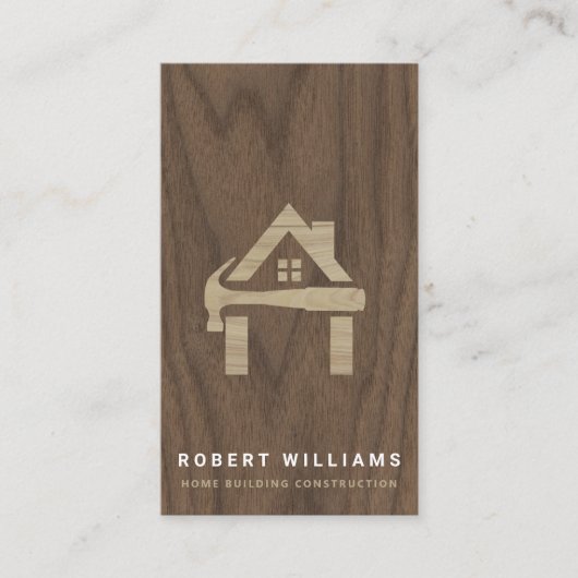 Custom Construction Wood Home Building Lux Visitekaartje (Voorkant)