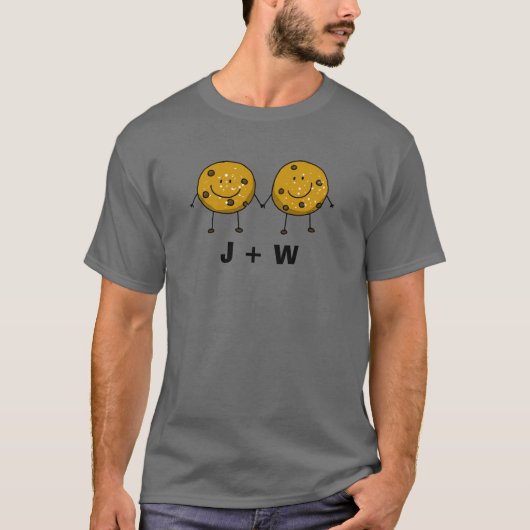 Custom Cookie Couple – Uw Initialen of namen T-shirt (Voorkant)
