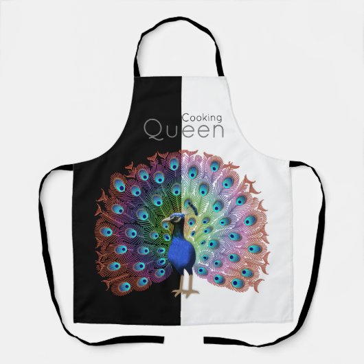 Custom Cooking Queen Colorful Peacock Schort (Voorkant)