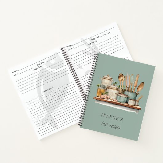 Custom Cook's Table Chef Baker Recept Sjablonen Notitieboek (Binnen)