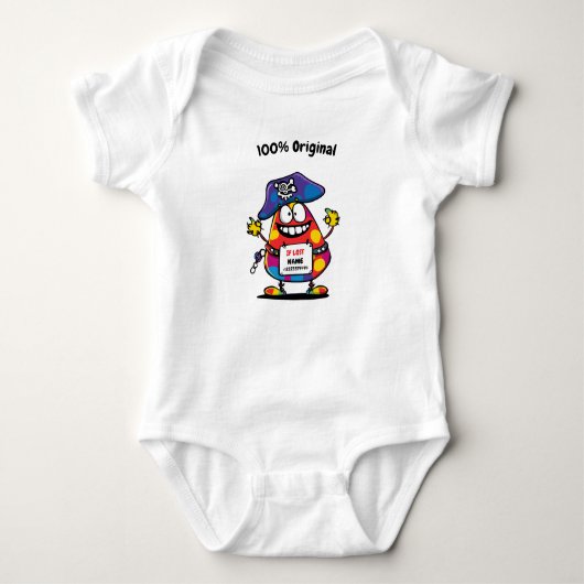 Custom Cool Baby Pirate met Naam en Telefoon Label Romper (Voorkant)