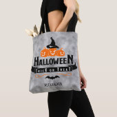 Custom Cool Black Halloween Trick or treat Pompoen Tote Bag (Dichtbij)
