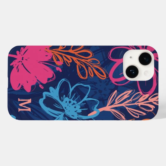Custom Cool Bloemen Boho Kleurrijke Monogram Tropi Case-Mate iPhone Case (Achterkant (horizontaal))