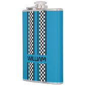 Custom Cool Blue & Black Race Sport Stripe Heupfles (Links)