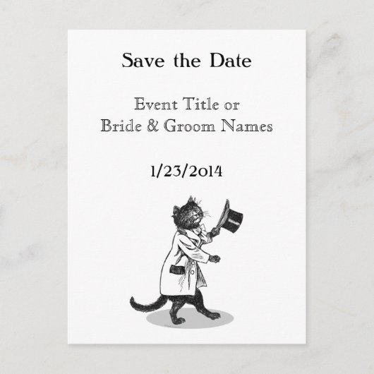 Custom Cool Cat Save the Date Briefkaart (Voorkant)