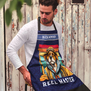 Custom Cool Dog Retirement Gifts voor Visser Papa Schort