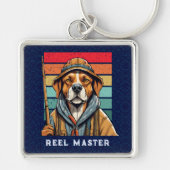 Custom Cool Dog Retirement Gifts voor Visser Papa Sleutelhanger (Voorkant)