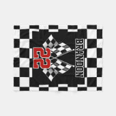 Custom Cool Fun Zwart Wit Geruit Vlag Patroon Fleece Deken (Voorkant (Horizontaal))