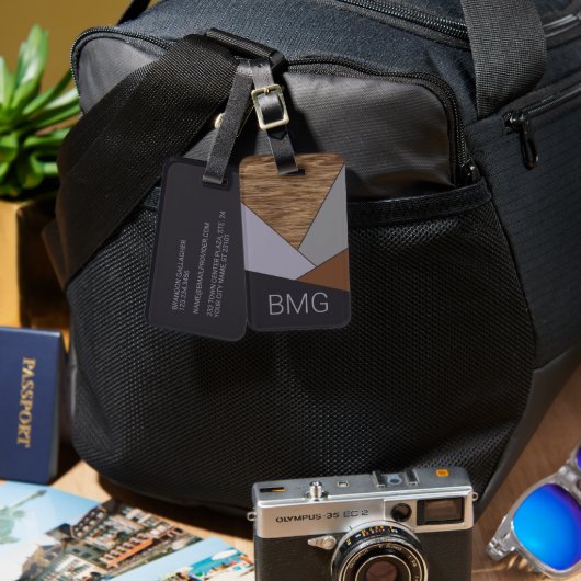 Custom Cool Geometric Abstract Block Art Pattern Bagagelabel (Voorkant /achterkant)