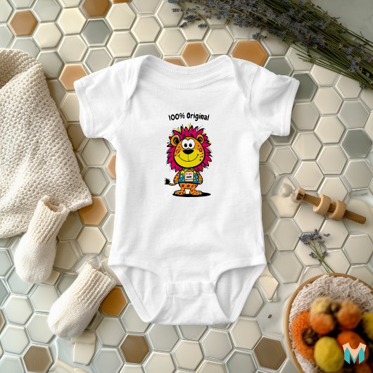 Custom Cool Lion met naam en telefoon Label Romper