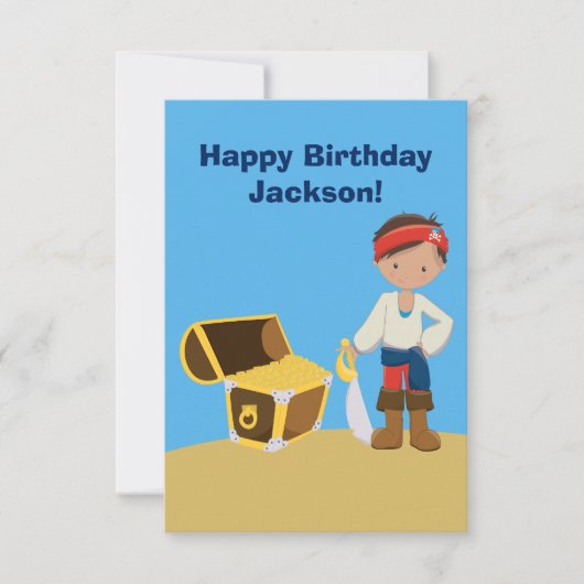 Custom Cool Pirate Boy Kinder Happy Birthday (Voorkant)