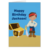 Custom Cool Pirate Kinder Happy Birthday Kaart (Voorkant)