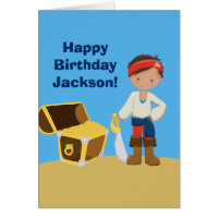 Custom Cool Pirate Kinder Happy Birthday Kaart