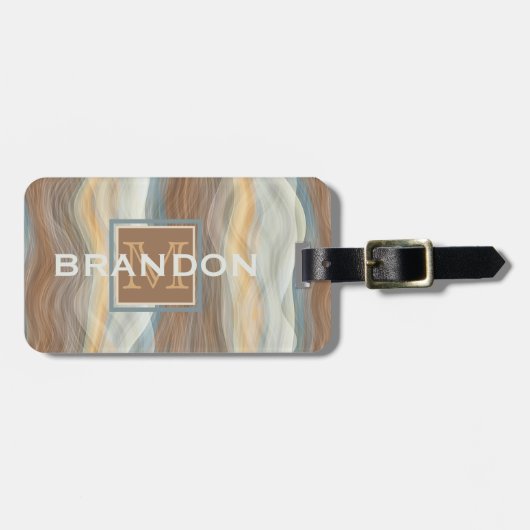 Custom Cool Retro Abstract Artistic Waves Patroon Bagagelabel (Voorkant horizontaal)