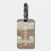 Custom Cool Retro Abstract Artistic Waves Patroon Bagagelabel (Achterkant verticaal)