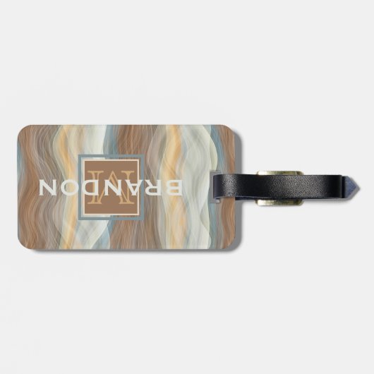 Custom Cool Retro Abstract Artistic Waves Patroon Bagagelabel (Achterkant horizontaal)