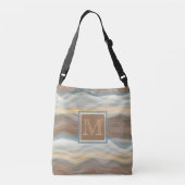 Custom Cool Retro Abstract Artistic Waves Patroon Crossbody Tas (Achterkant)