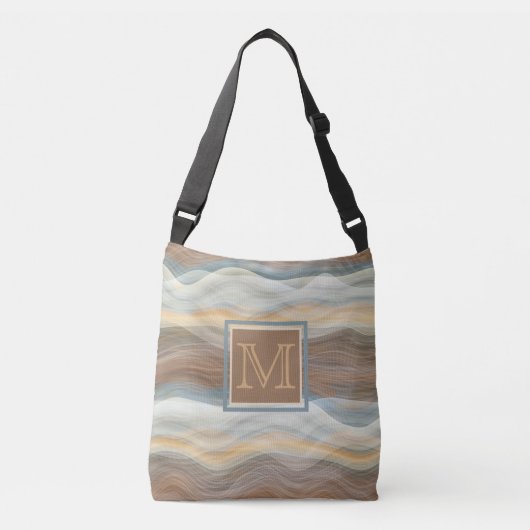 Custom Cool Retro Abstract Artistic Waves Patroon Crossbody Tas (Voorkant)