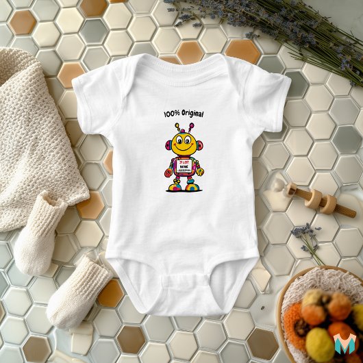 Custom Cool Robot met naam en telefoon Label Romper
