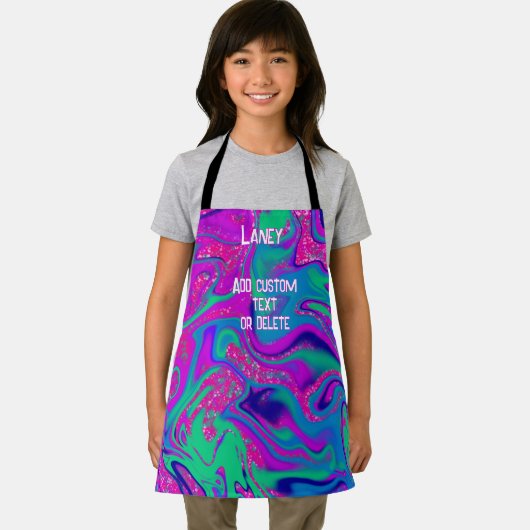 Custom Cool Roze Groovy Meisje Verjaardag Slijm Pa Schort (Insitu)