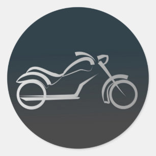 Custom Cool Silver Motorcycle Lijst Zwart Ronde Sticker