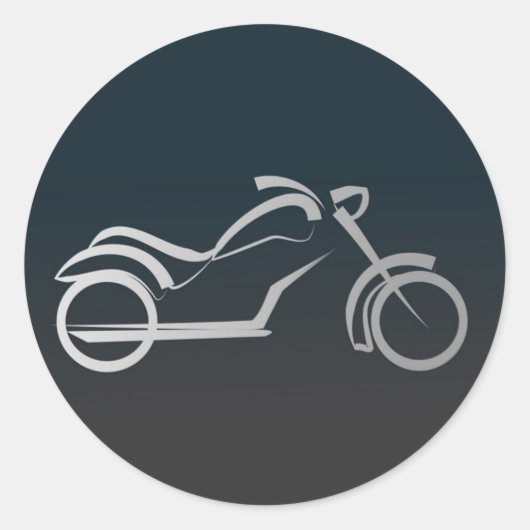 Custom Cool Silver Motorcycle Lijst Zwart Ronde Sticker (Voorkant)