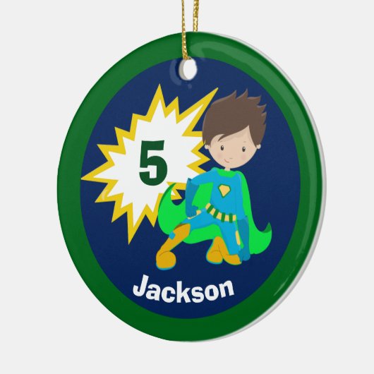 Custom Cool Superheld Kinder Keramisch Ornament (Links)