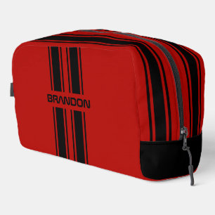 Custom Cool Zwart en Rood Auto Race Sport Stripe Toilettasje