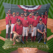 Custom Cooperstown Baseball Team Foto Kussen Jaar