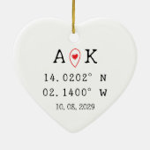 Custom Coordinates Fist Date Valentine's Day Gift Keramisch Ornament (Achterkant)