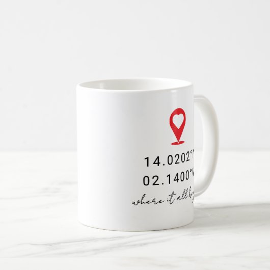 Custom Coordinates Location Valentine's Day Gift Koffiemok (Voorkant rechts)