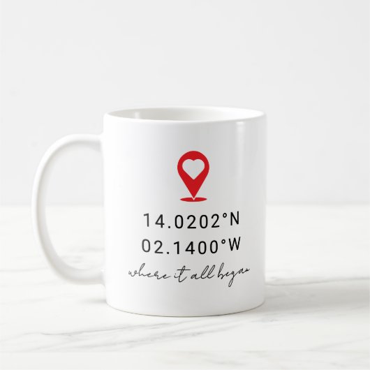 Custom Coordinates Location Valentine's Day Gift Koffiemok (Links)