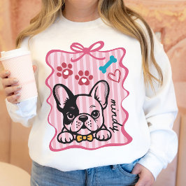 Custom Coquette Hand Drawn French Bulldog Mom Trui