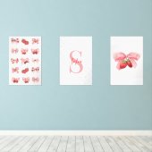 Custom Coquette Strawberries & Bows Design Muurkunst Sets (Houten vloer)