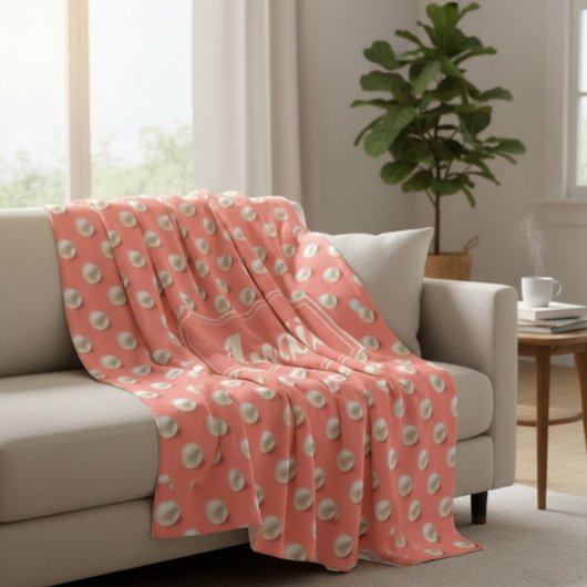 Custom Coral & Pearls Elegant Soft Throw Blanket Fleece Deken