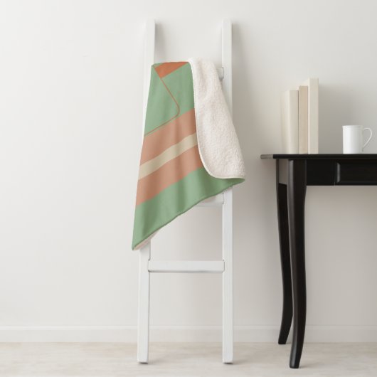 Custom Coral Sage Stripe Monogram Boho Pastel Chi Sherpa Deken (In situ)