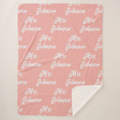 Custom Coral Sherpa Newlywed Blanket for Couples Deken (Voorkant)