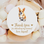 Custom Corgi Dog Wedding Favor Stickers<br><div class="desc">Vier uw speciale dag met deze schattige aangepaste waterverf hond bruiloft gunst stickers. Veel rassen beschikbaar in mijn winkel en in het collectie hieronder. Pas aan met de naam van je huisdier.</div>
