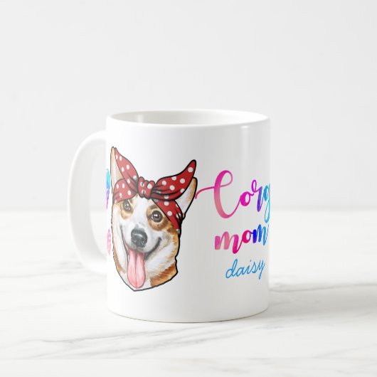 Custom Corgi Ma Cute Moederdag Hondenliefhebber Koffiemok (Voorkant links)