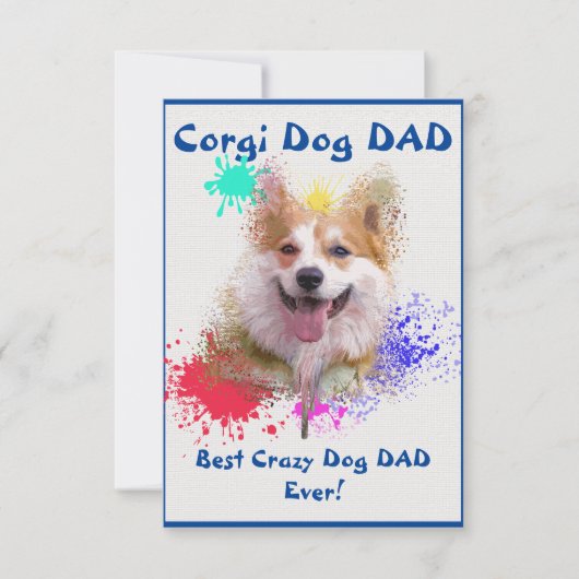 Custom Corgi papa hond beste gekke hond papa Bedankkaart (Voorkant)