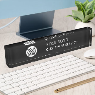 Custom Corporate Business Logo Black Acrylic Desk Naambordje