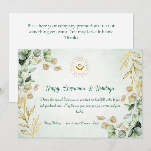 Custom Corporate Christmas Wenskaart 2025 Feestdagenkaart (Voorkant / Achterkant)