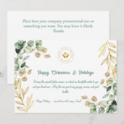 Custom Corporate Christmas Wenskaart 2025 Feestdagenkaart (Voorkant / Achterkant)