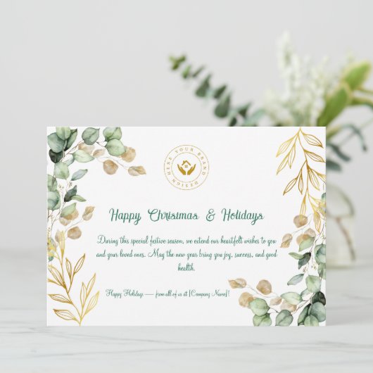 Custom Corporate Christmas Wenskaart 2025 Feestdagenkaart (Staand voorkant)