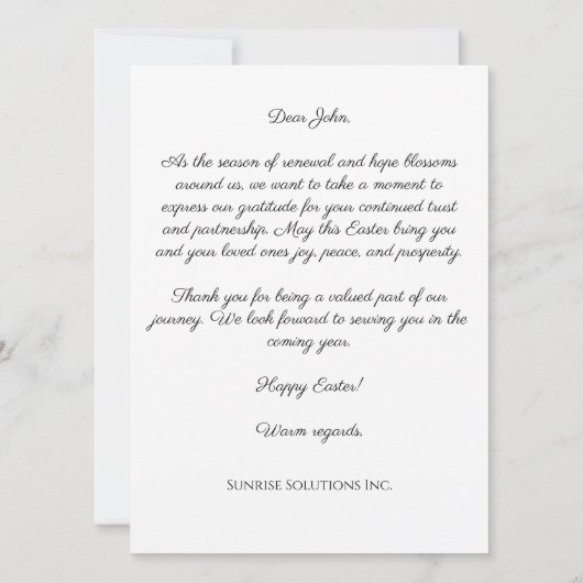 Custom Corporate Easter Greeting Card Kaart (Achterkant)