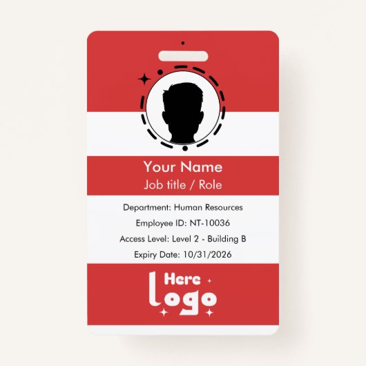 Custom corporate ID badge with barcode (Voorkant)