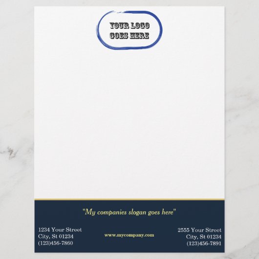 Custom Corporate Letterhead - Navy/Gold Hori Bar (Voorkant)