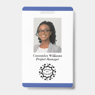 Custom Corporate Logo & Headshot Employee Blue Badge