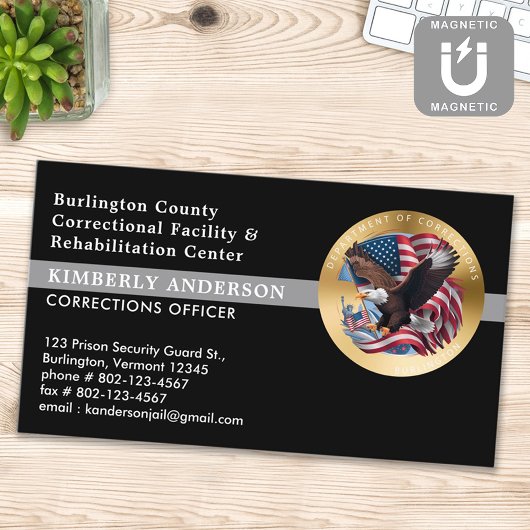 Custom Correctional Department Gevangeniswacht Log Magnetisch Visitekaartje